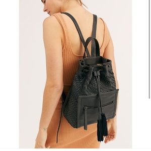 Veronica woven drawstring backpack